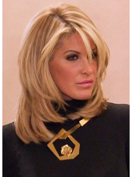 Kim Zolciak Shoulder Length Human Hair Blonde Wig - Rewigs.co.uk