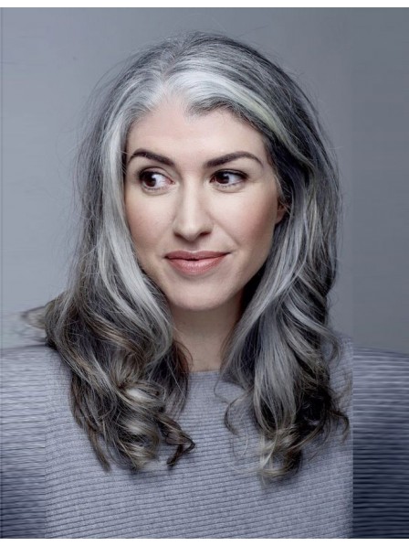 Lace Front Long Wavy Grey Hair Wig - Rewigs.co.uk