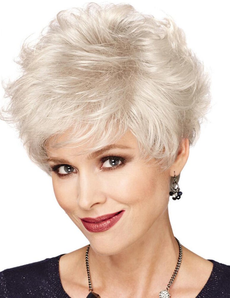 Capless Synthetic White Hair Wig For Older Ladies Rewigs