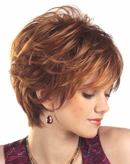 Layered Synthetic Short Wavy Hair Wigs With Bangs For Women