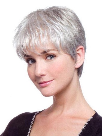 Lace Front Grey Short Straight Women Wigs